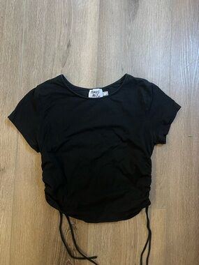 Princess Polly Black Ruched Side Tie Crop Top